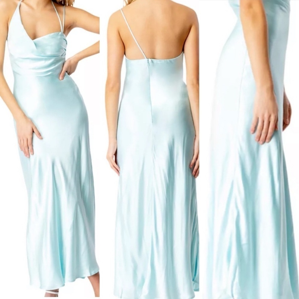 Elegant Bardot Maxi Dress cinderella Light Blue USA size 12 / large new w tag